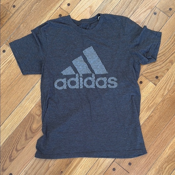 Adidas Gray Short Sleeve Amplifier T-Shirt Large Logo Soft Men Small - Picture 1 of 3